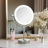 Kibi Circular LED Free Standing Magnifying Make Up Mirror - Brushed Nickel KMM104BN
